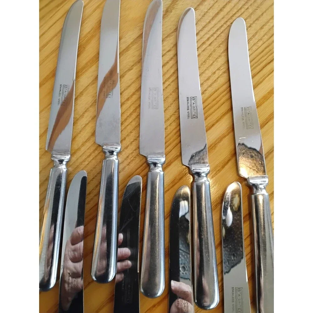 Vintage STA-BRITE Stainless Steel Knives High Quality Stainless Set Of 9